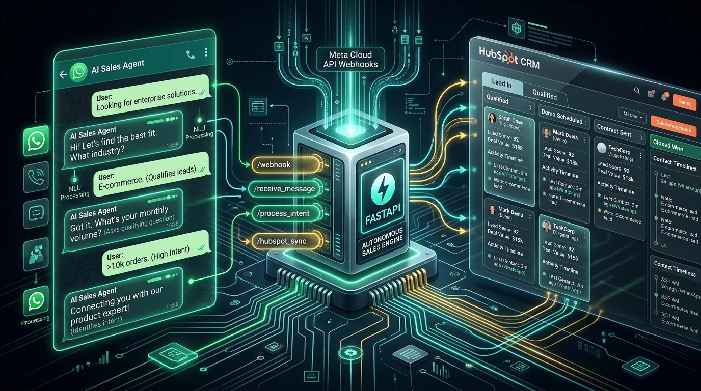 Autonomous WhatsApp Sales Agent with Meta Cloud API and HubSpot Sync